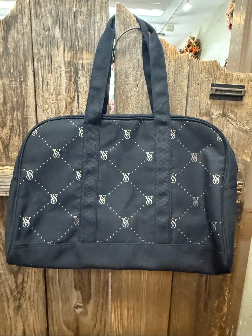 Victoria's Secret Black Quilted Monogram Tote
